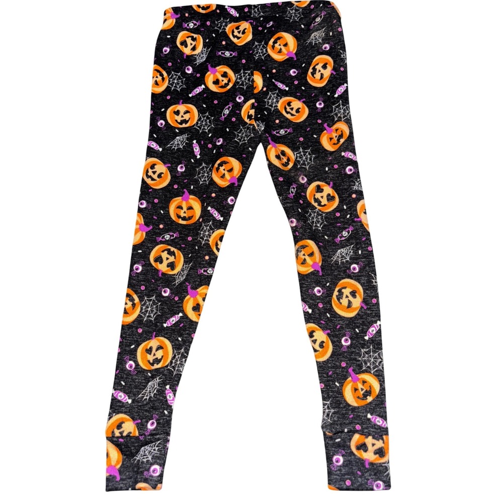 Kids Halloween Pumpkin Spiderweb Candy Pajama Sleep‎ Leggings Pants Size 4
